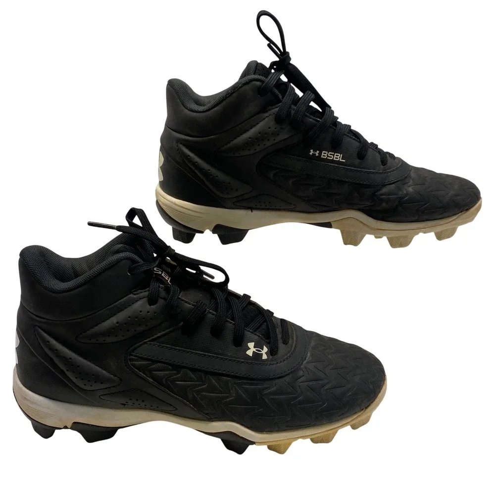 Under‎ Armour Leadoff Mid 3.0 RM Baseball Cleats Mens 7 Black White 3027446-001